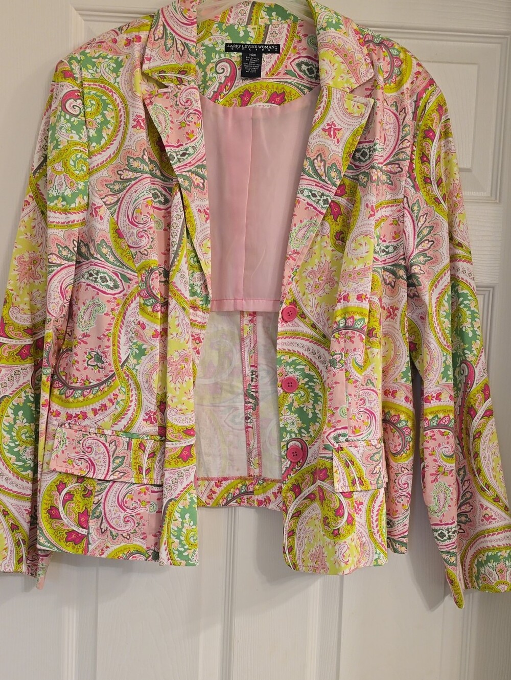 Larry Levine Pink Paisley Print Blazer